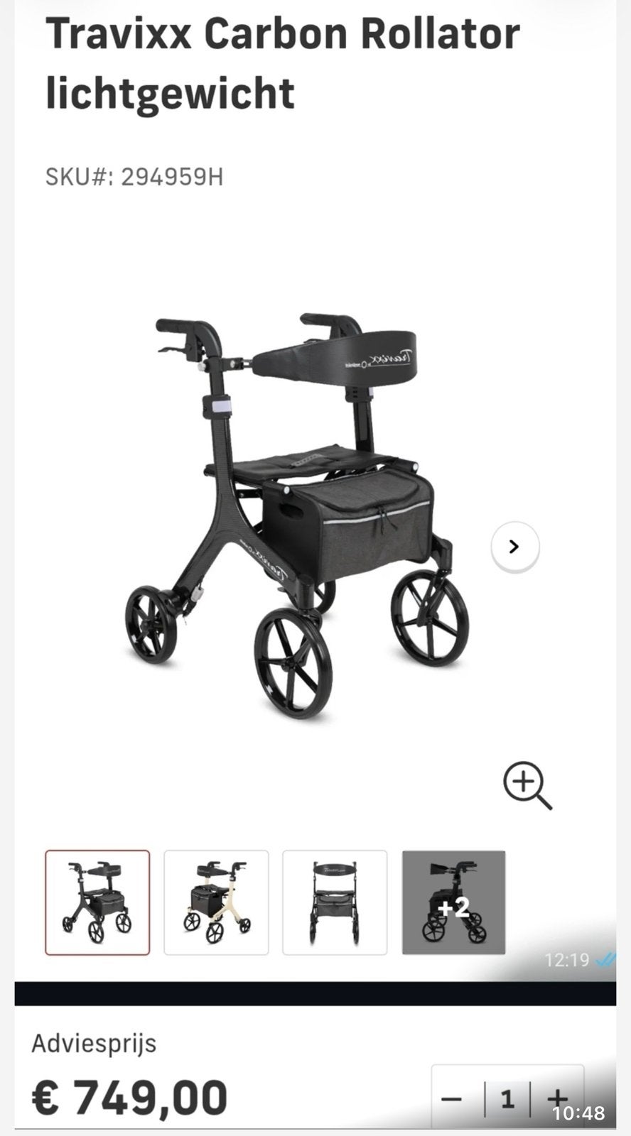 Zgan Travixx Carbon Rollator lichtgewicht, Diversen, Ophalen of Verzenden, Lichtgewicht, Zo goed als nieuw