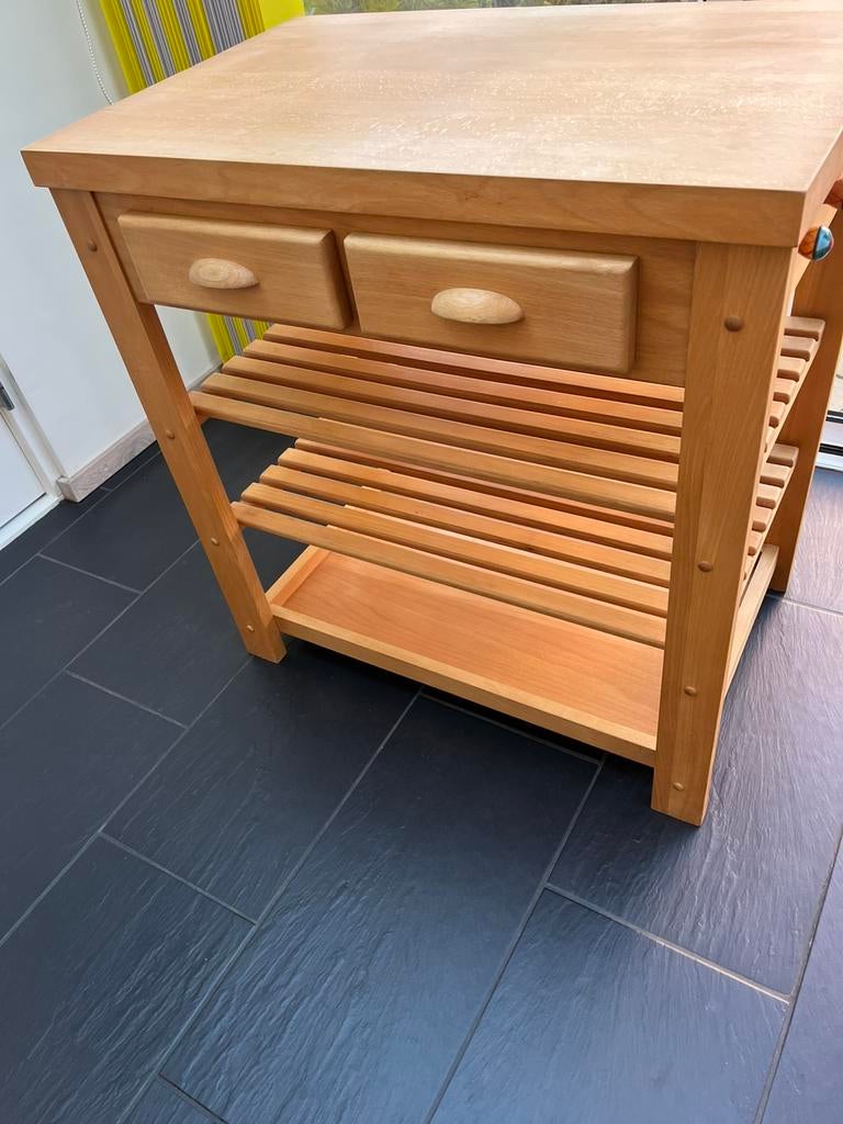 Hakblok beuken hout/ keuken trolly, Huis en Inrichting, Ophalen, Gebruikt, 1 of 2 laden, 50 tot 100 cm