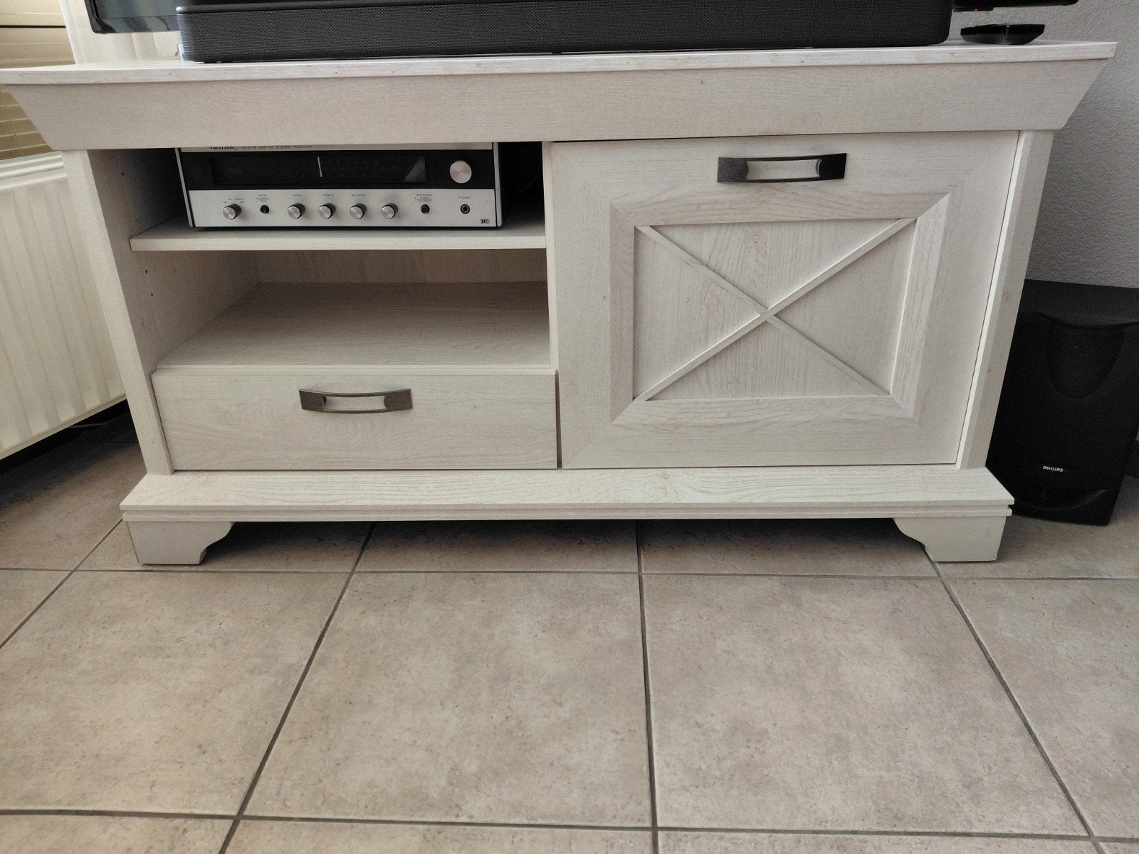 Tv kast wit, Huis en Inrichting, Ophalen, Gebruikt, 100 tot 150 cm, Modern, wit grenen
