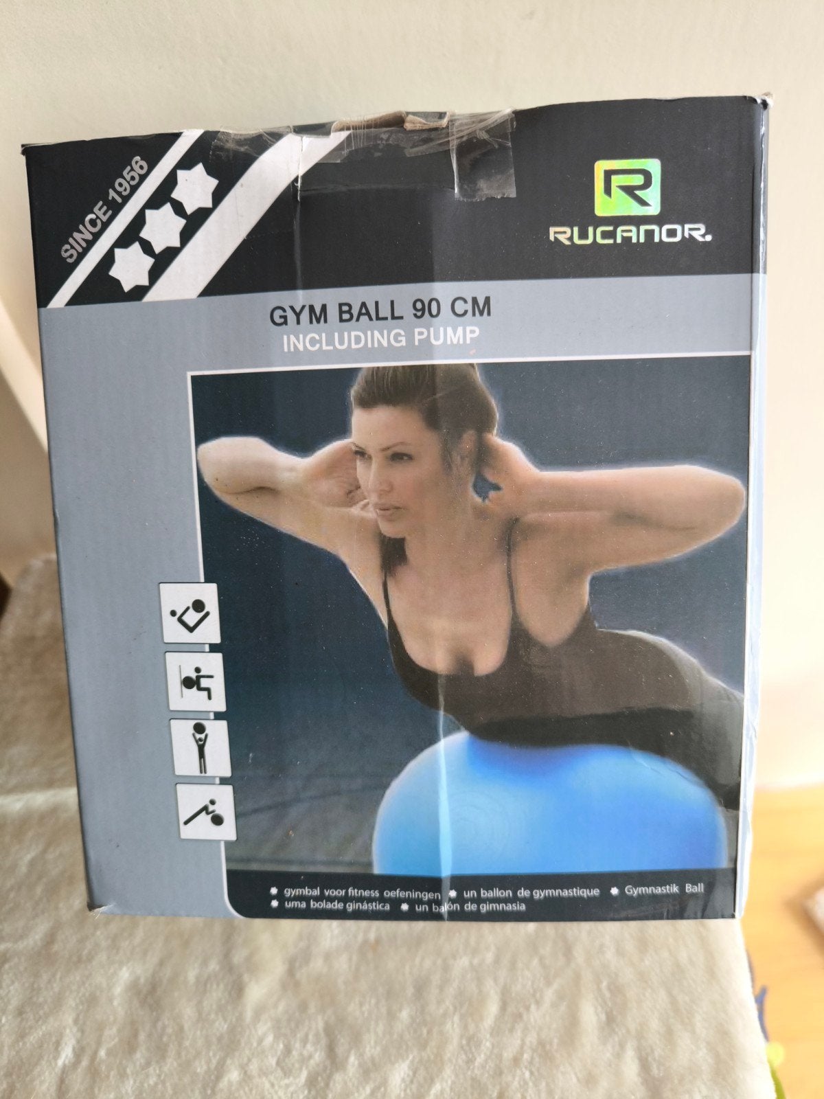 Rucanor Gymbal Blauw 90cm en balans kussen gratis erbij, Ophalen, Zo goed als nieuw, Buik, Fitnessbal