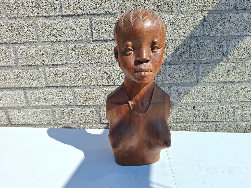 antiek grote hout handgemaakt vrouwenbeeld torso, Ophalen of Verzenden, Zo goed als nieuw, Mens