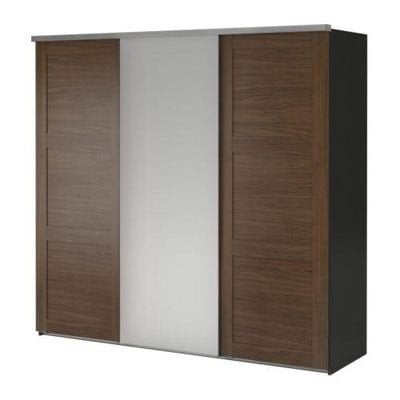 IKEA elga Kledingkast met schuifdeuren (Bruin/Spiegel), Ophalen of Verzenden, Gebruikt, 50 tot 75 cm, 200 cm of meer