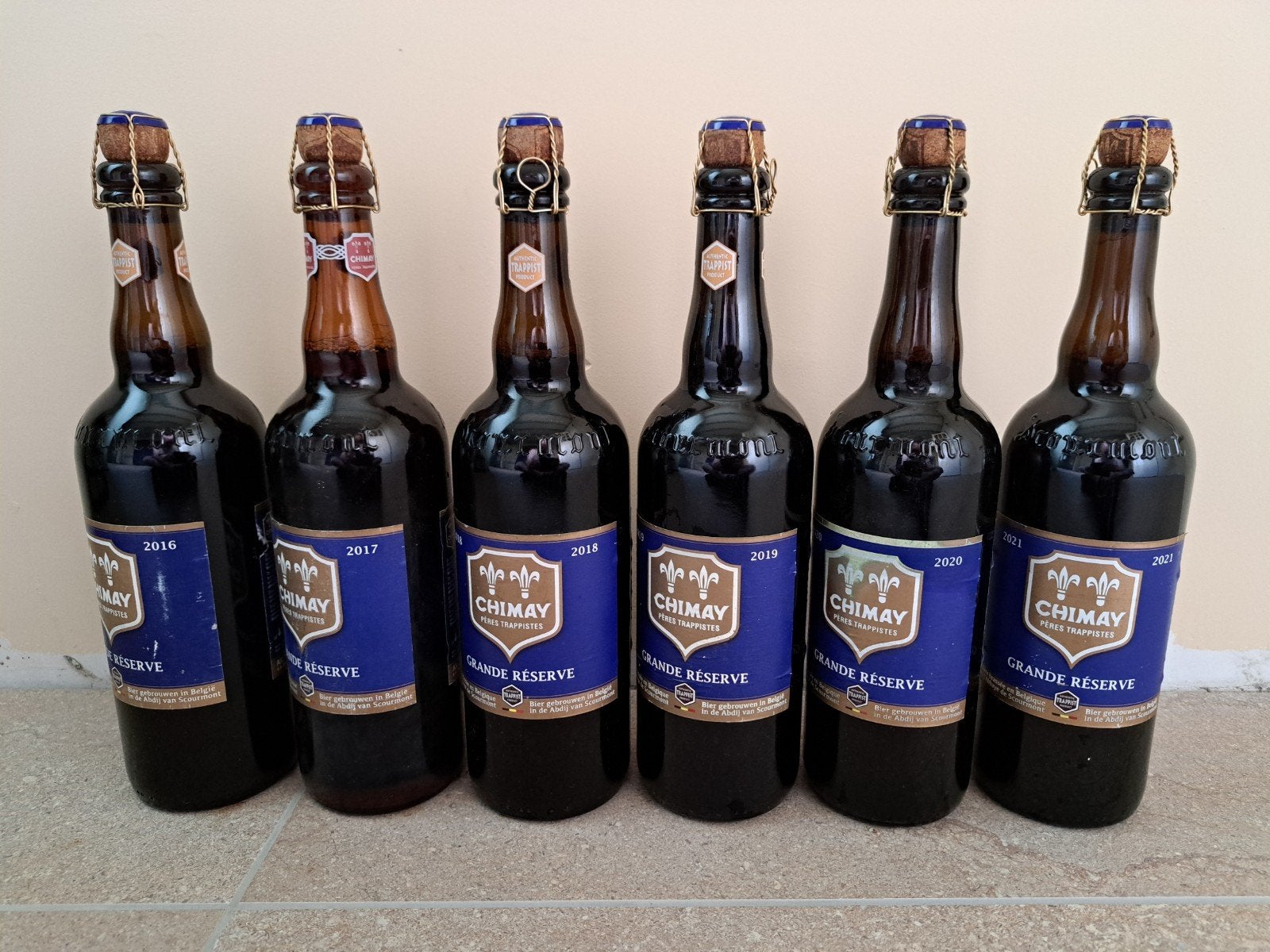 6 flessen Chimay Grande Reserve (2016-2021) - Keldergerijpt, Ophalen, Nieuw, Flesje(s), Overige merken