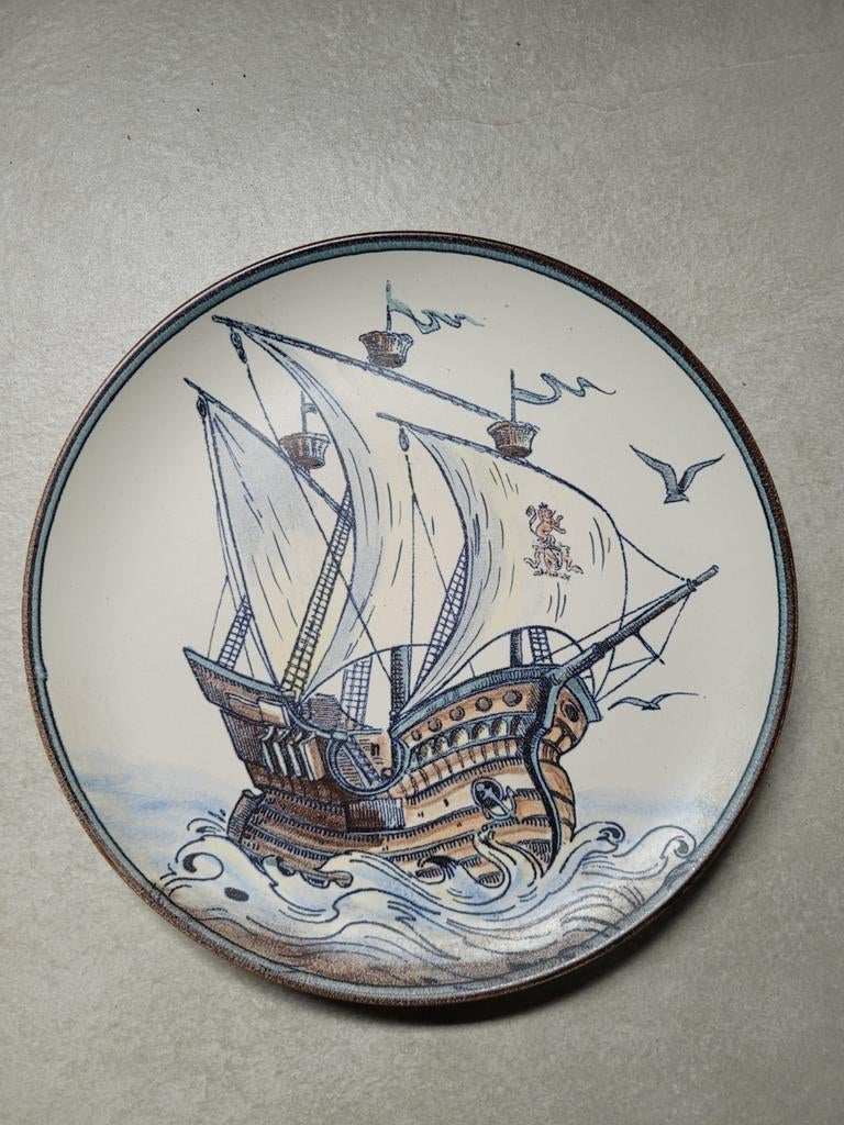 Decoratief Keramiek Bord met Zeilschip Afbeelding, Antiek en Kunst, Antiek | Keramiek en Aardewerk, Ophalen of Verzenden