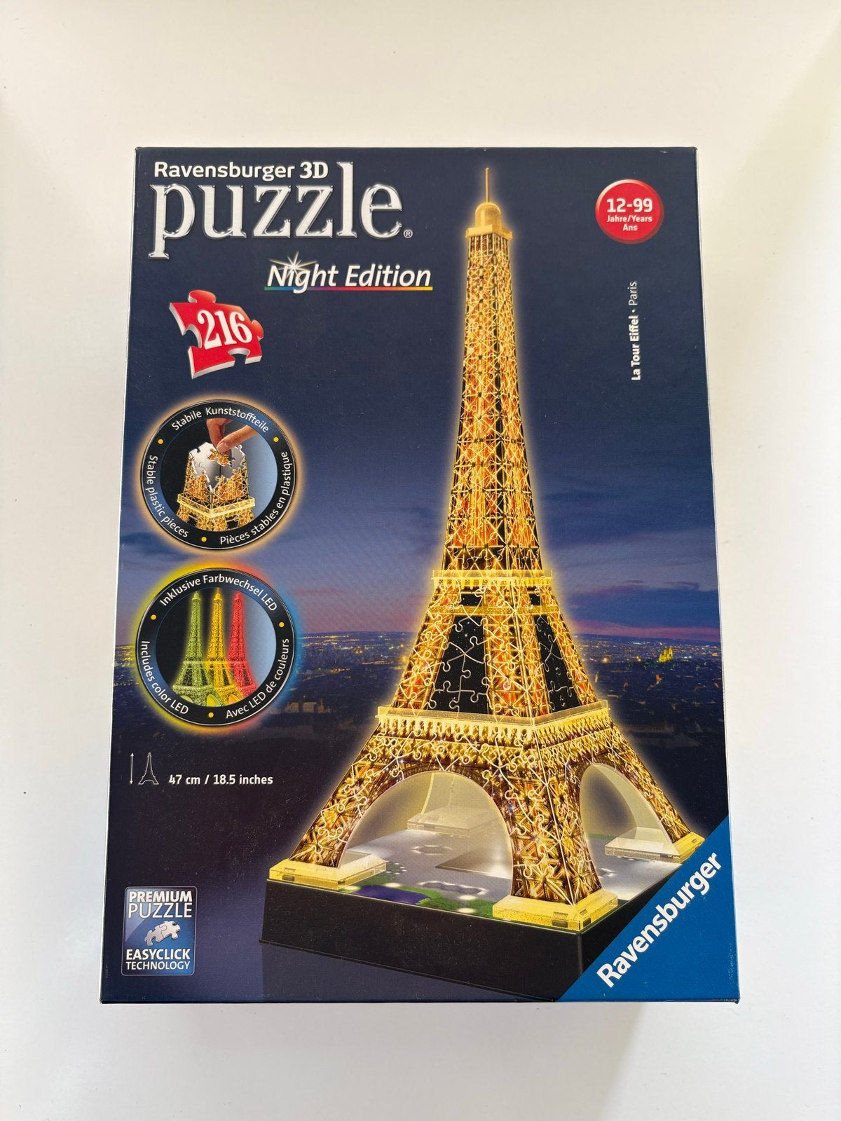 Ravensburger 3D Nachteditie Eiffeltoren LED Puzzle 216 stukj, Ophalen, Meer dan 50 stukjes, Gebruikt, 6 jaar of ouder