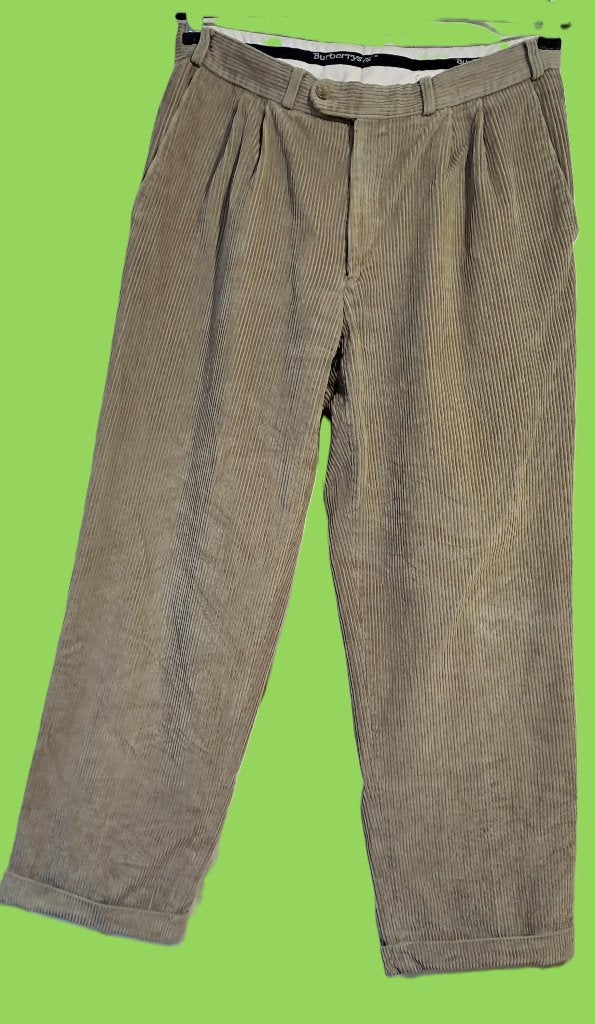BURBERRY 😎zachte rib fluwelen plooien pantalon mt 48, Beige, Zo goed als nieuw, Burberry, Verzenden