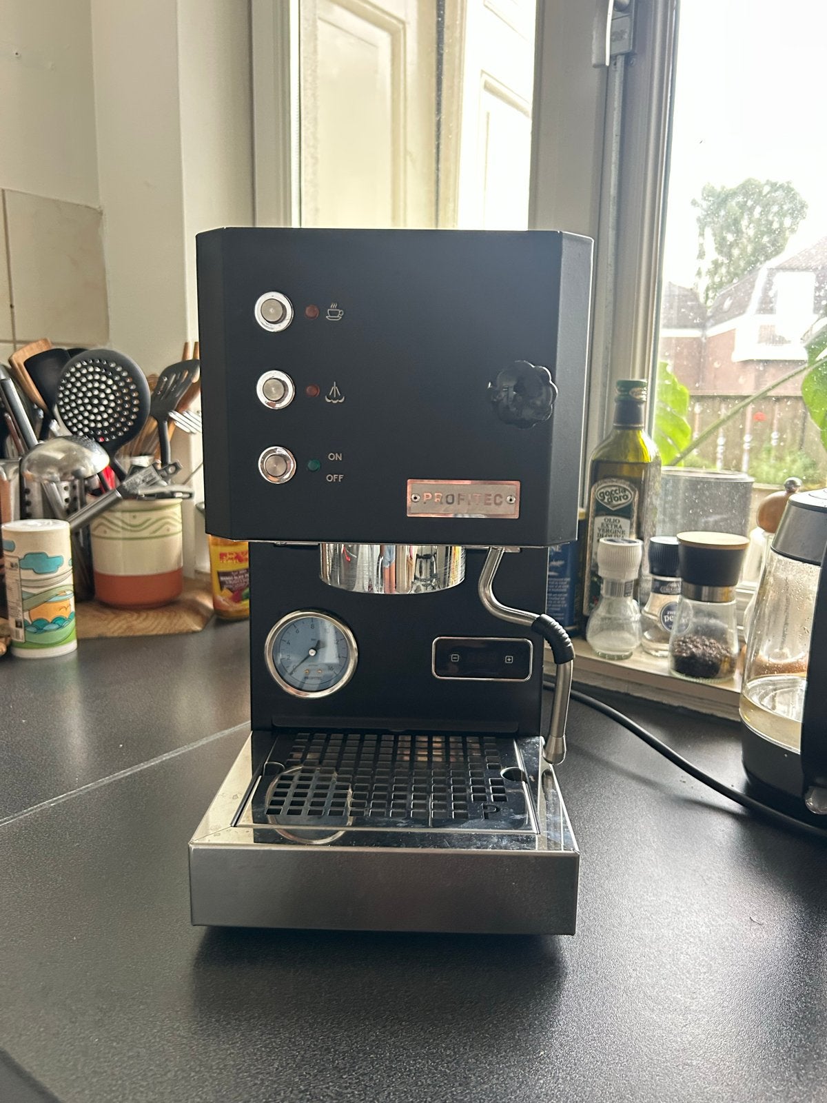 Profitec GO espresso apparaat met accessoires, Espresso apparaat, Gemalen koffie, Zo goed als nieuw, 1 kopje