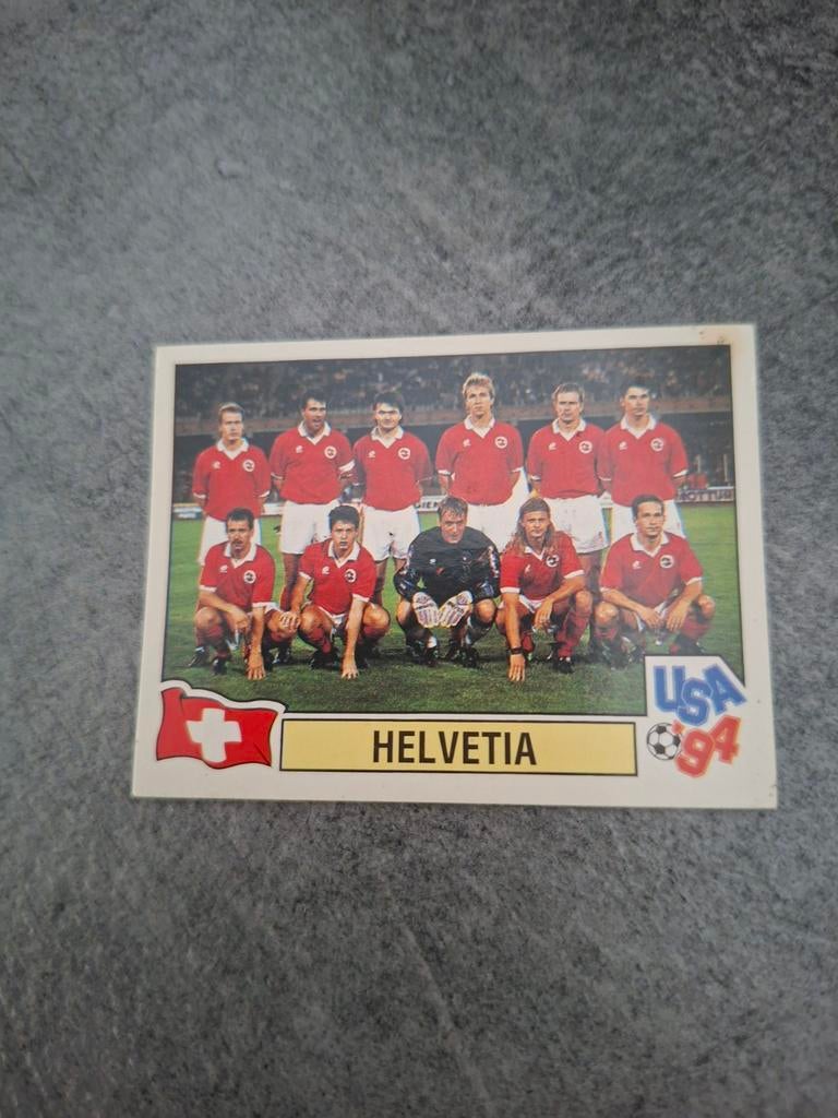 Panini sticker WK 94 USA. Elftalfoto Zwitserland., Verzenden, Zo goed als nieuw, Sticker