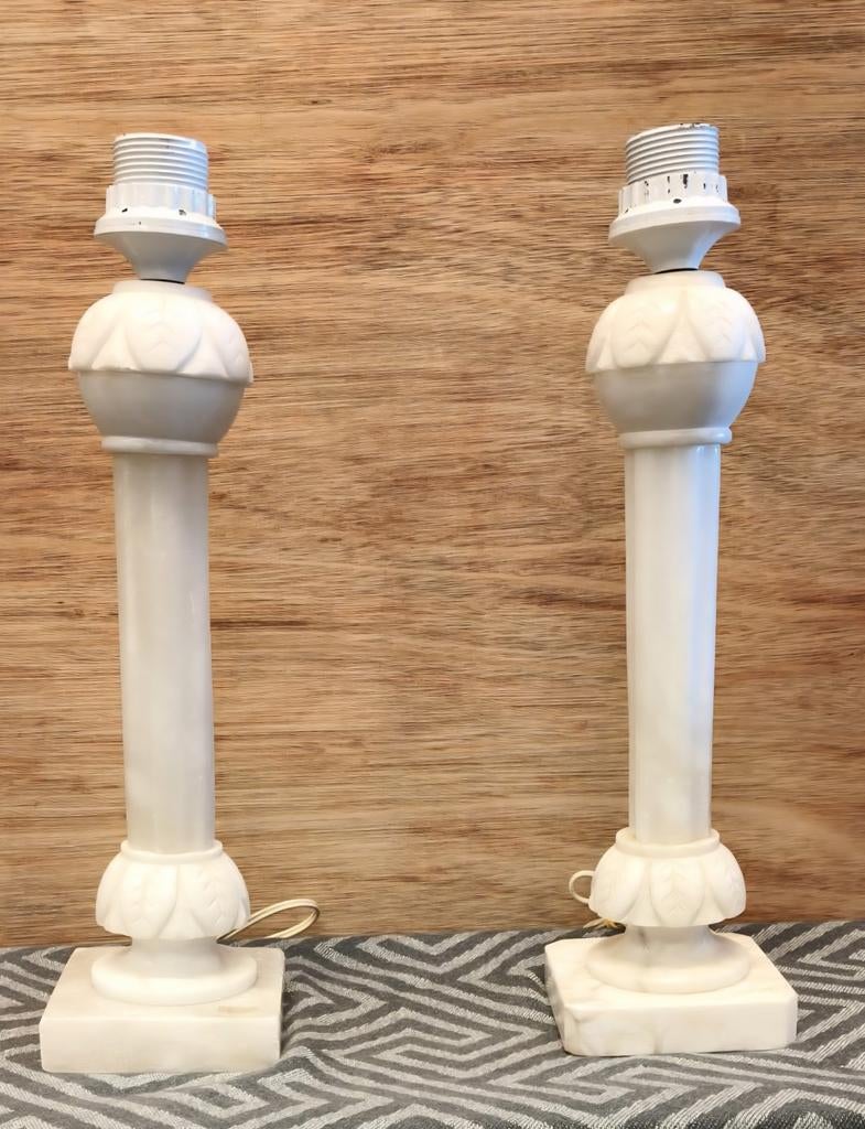 Albast lampen massief albast lampenvoet crème vintage lamp, Antiek en Kunst, Curiosa en Brocante, Ophalen