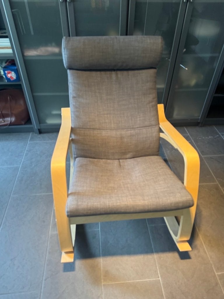 IKEA POÄNG Rocking Chair – Gray Fabric – Birch Frame, Ophalen, Wit, Eén