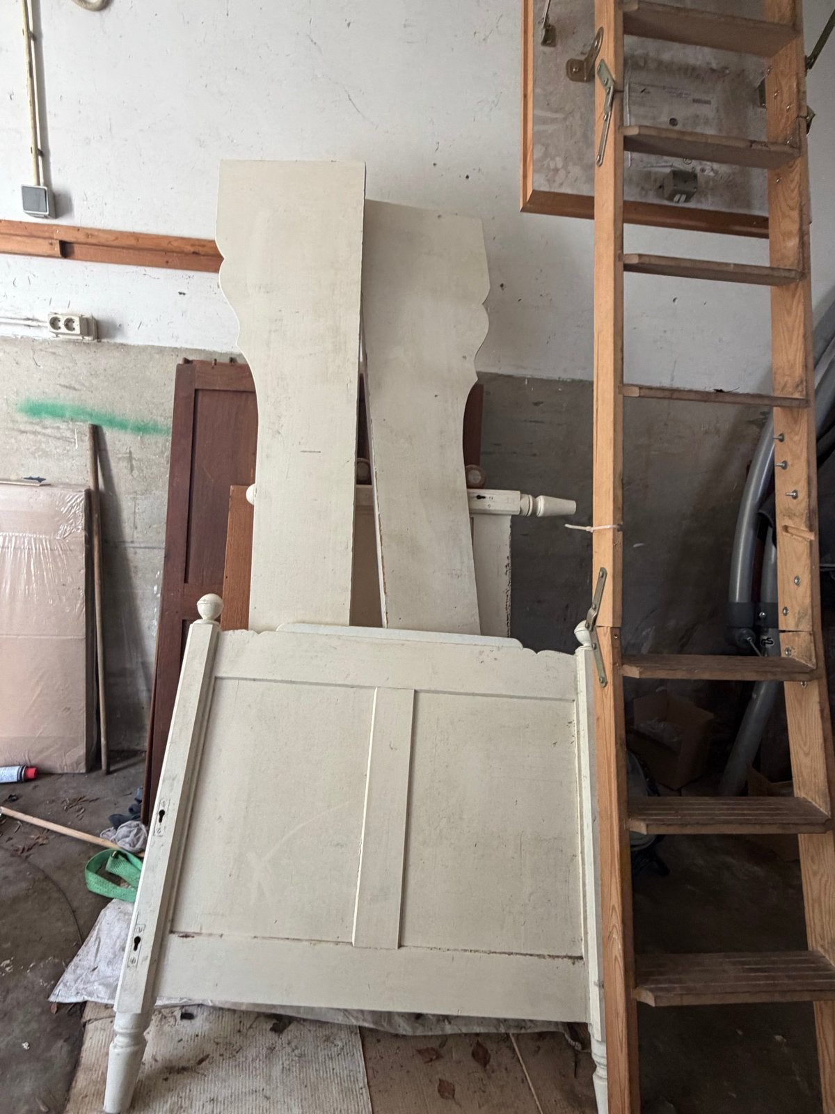 Eenpersoons bedframe - Vintage stijl, Ophalen, Gebruikt, Eenpersoons, Wit