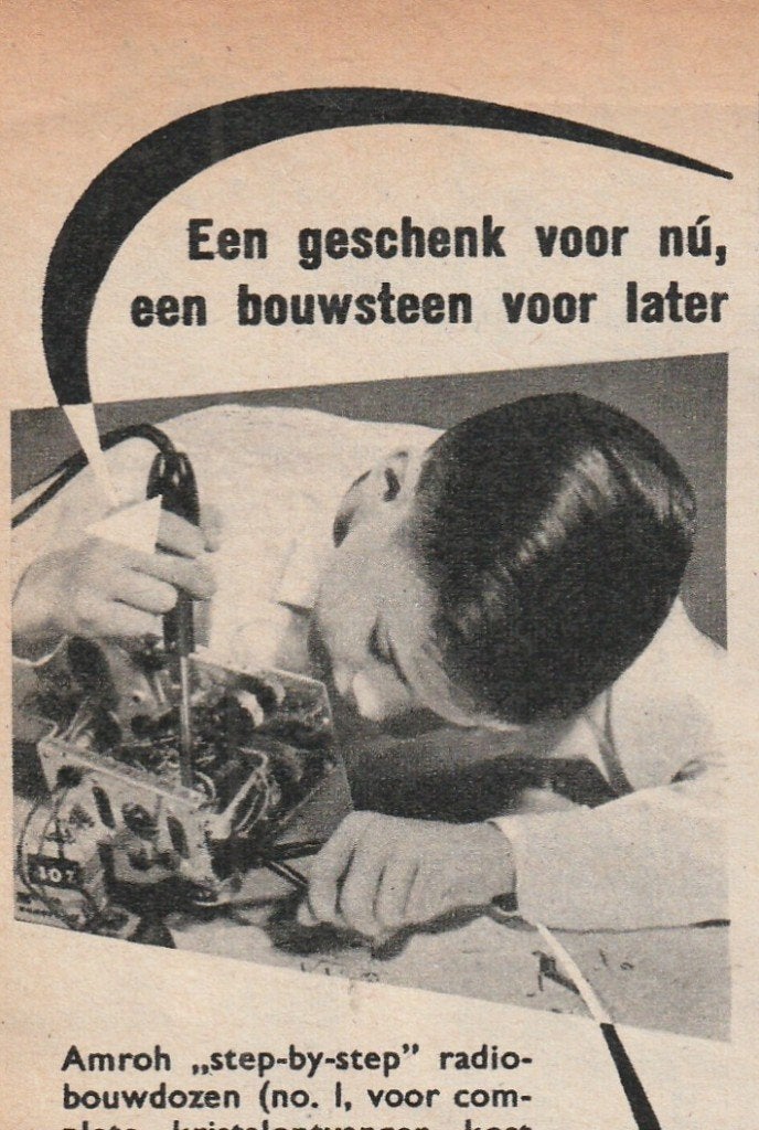 Retro reclame 1960 Amroh jongetje met radio bouwdoos, Verzenden, Overige typen