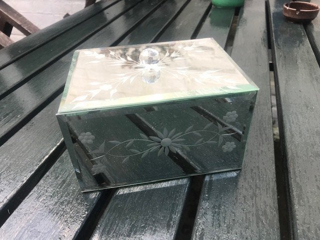 kistje met spiegelglas, Venetiaanse stijl, Antiek en Kunst, Curiosa en Brocante, Ophalen of Verzenden