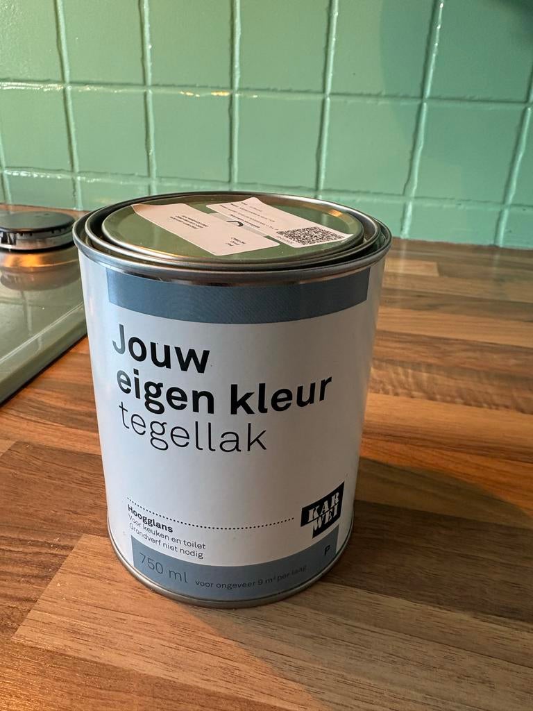 Tegelverf keuken en toilet - Hoogglans 750ml, Ophalen, Nieuw, Lak, Minder dan 5 liter