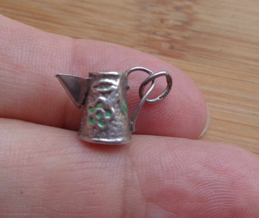 zilveren vintage bedel kan met bloem deco [001], Overige merken, Verzenden, Zo goed als nieuw, 1 bedel
