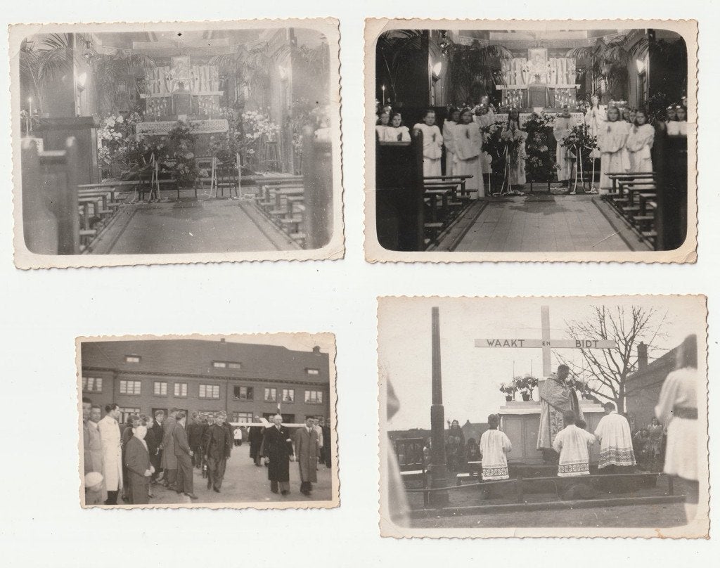 4 oude foto's kerk kruis Sittard ?, Gebruikt, Verzenden, Foto, 1940 tot 1960