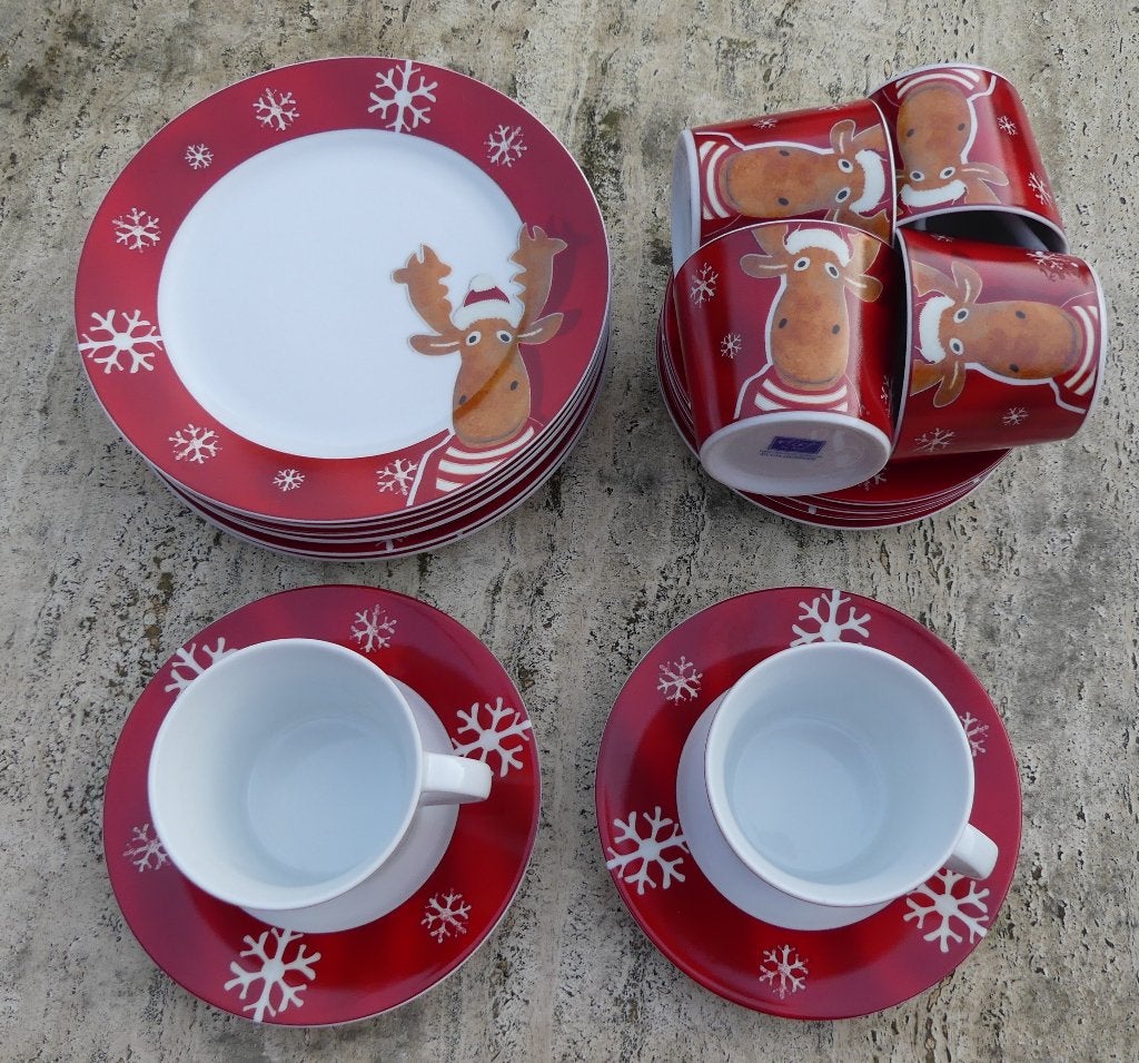 Rood Ritzenhoff Flirt Kerst Servies Rendier + Sneeuwvlokken, Overige merken, Nieuw, Ophalen of Verzenden, Modern