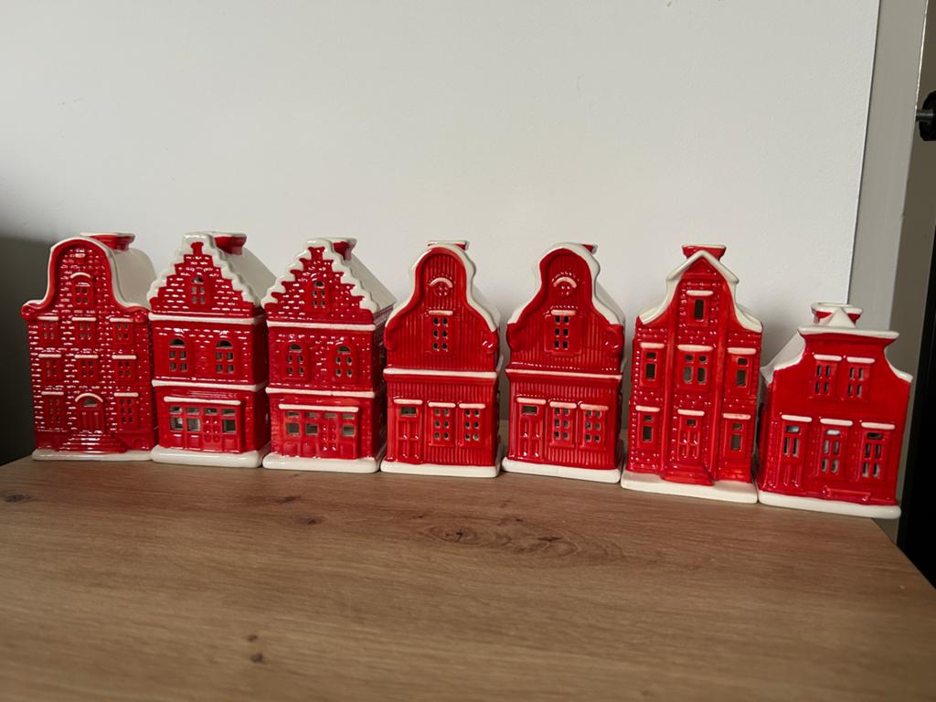 Postcodeloterij Kersthuisjes - 7 stuks, Ophalen, Zo goed als nieuw