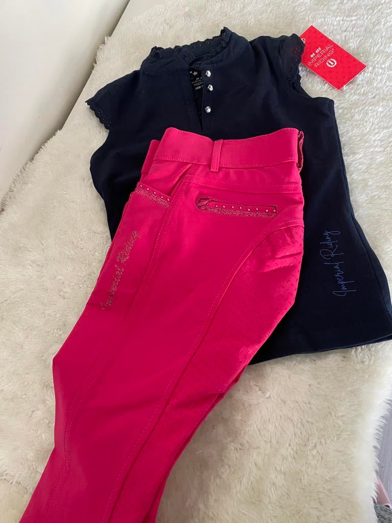 Imperial Riding rijbroek en shirt set 128, Ophalen of Verzenden, Zo goed als nieuw, Dressuur, Bovenkleding