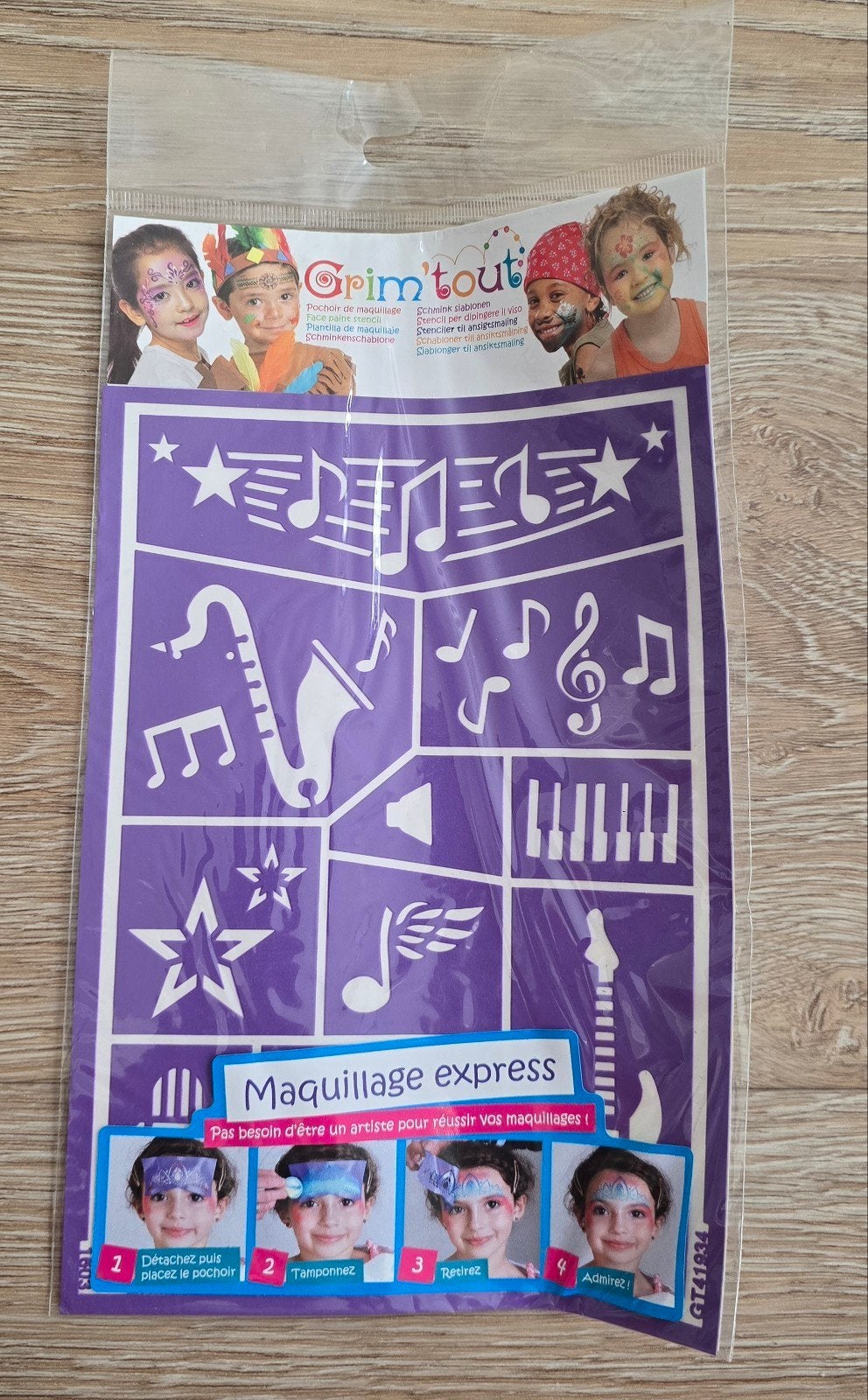 Grim'tout Schmink Sjabloon Muziek - Herbruikbaar, Overige thema's, Nieuw, Ophalen of Verzenden, Kunststof