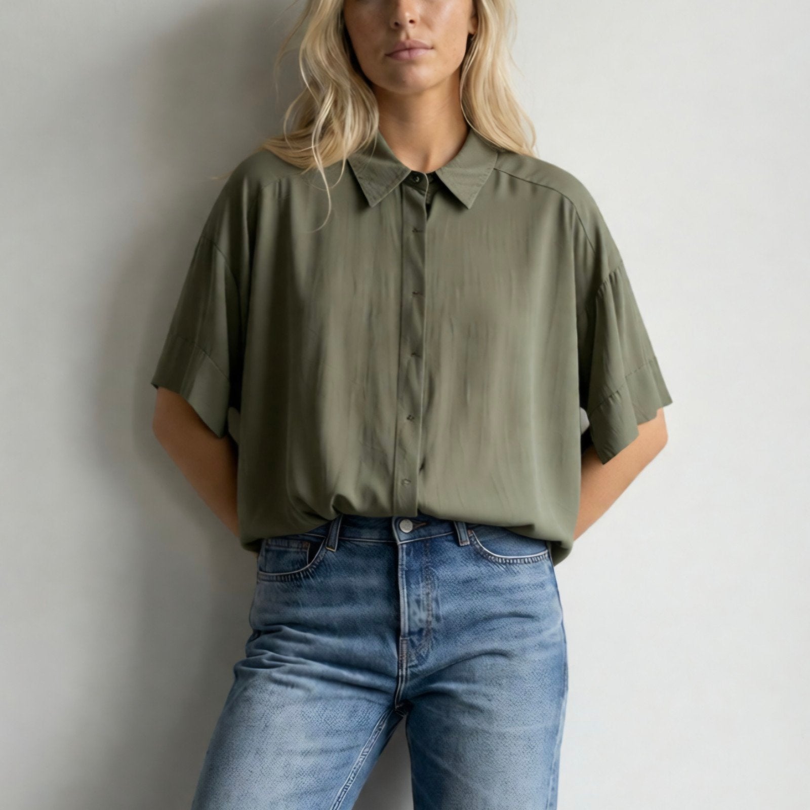 Drykorn S/36 viscose blouse mosgroen, Kleding | Dames, Drykorn, Verzenden, Zo goed als nieuw, Maat 36 (S)