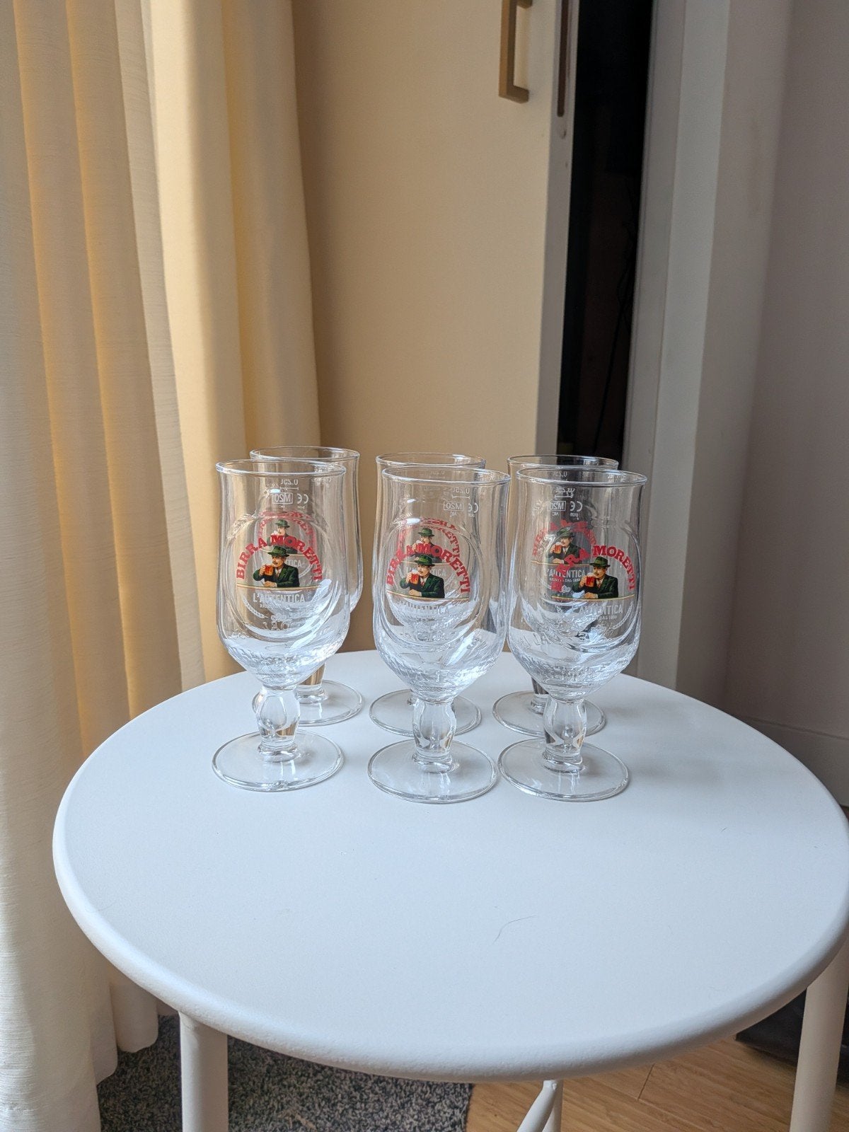 6 Nieuwe Birra Moretti Glazen - 0.25L, Nieuw, Ophalen of Verzenden, Meerkleurig, Overige merken