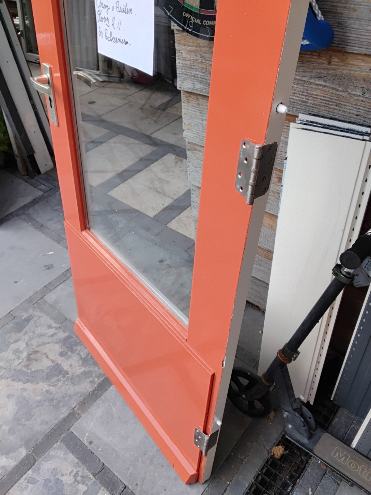 Hardhouten Buitendeur Compleet met Beslag - 211x83 cm, Doe-het-zelf en Verbouw, Deuren en Horren, Ophalen, Gebruikt, 80 tot 100 cm