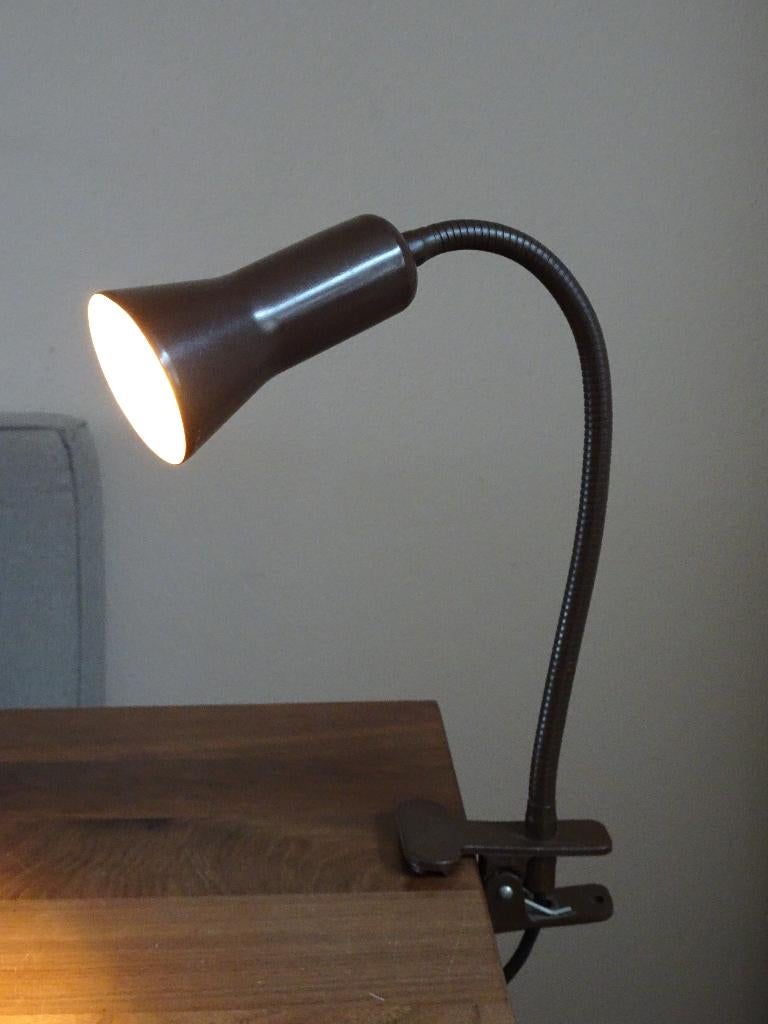Vintage bruine industriële klemspot / klemlamp, Huis en Inrichting, Lampen | Spots, Ophalen of Verzenden, Gebruikt, Metaal of Aluminium