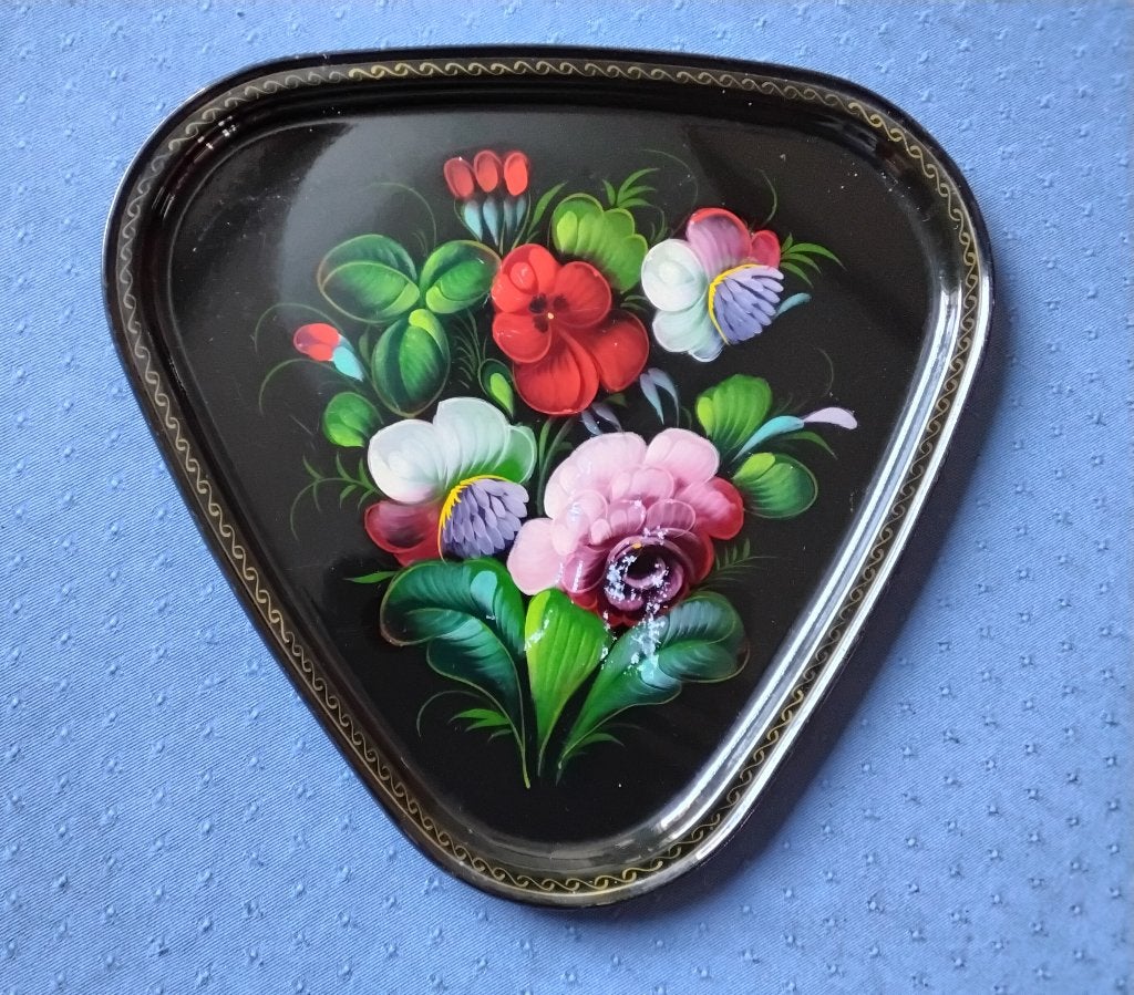 Prachtig vintage russisch metalen dienblad, Huis en Inrichting, Woonaccessoires | Dienbladen, Ophalen, Gebruikt, Dienblad, Metaal