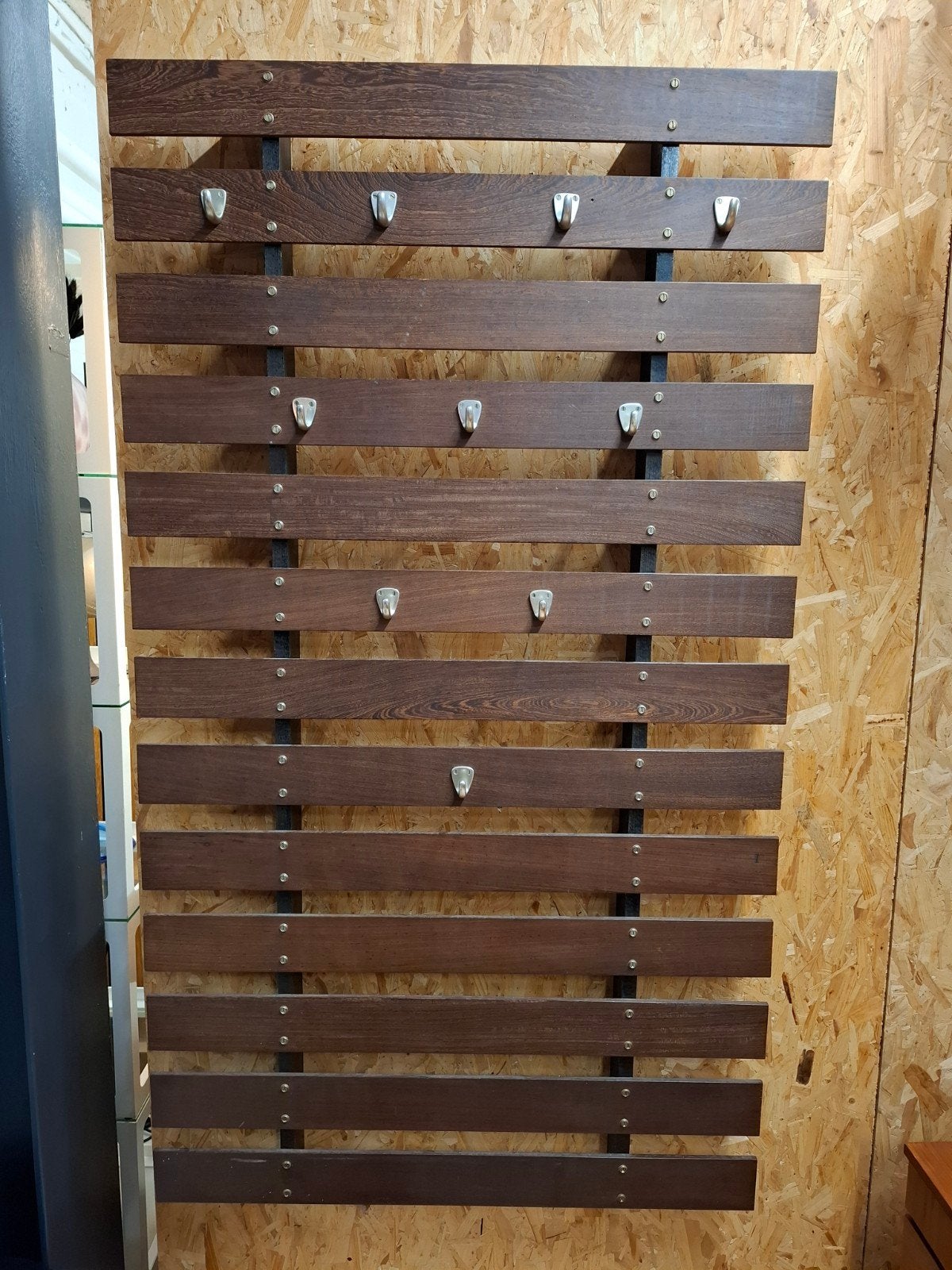 Vintage wenge houten kapstok wandkapstok strak design, .., Zo goed als nieuw, ..., ...