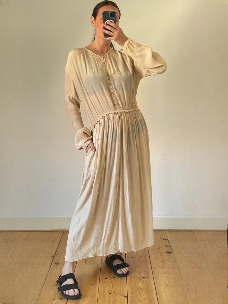 Maxi jurk van Antonelli (pauw), romantisch maat 40, Kleding | Dames, Maat 38/40 (M), Beige, Ophalen of Verzenden, Zo goed als nieuw