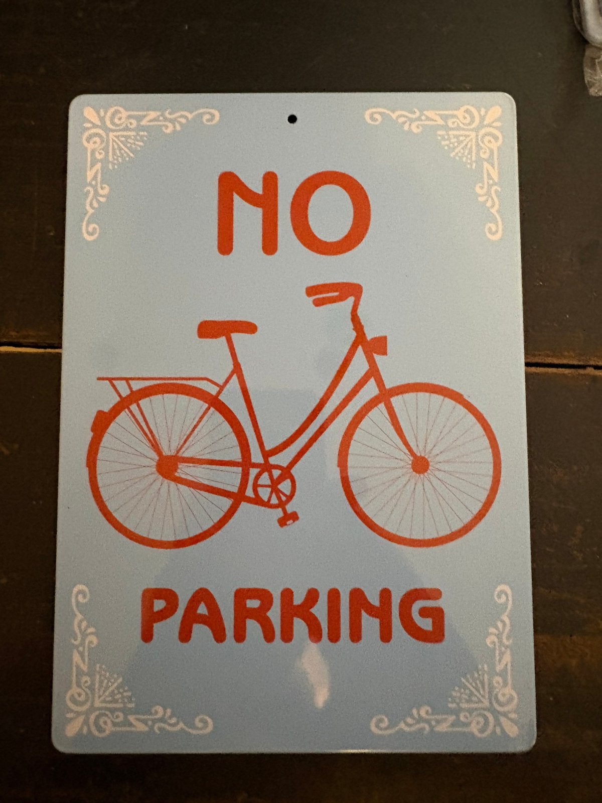 Blikken bord, No Parking, fiets., Ophalen of Verzenden, Zo goed als nieuw