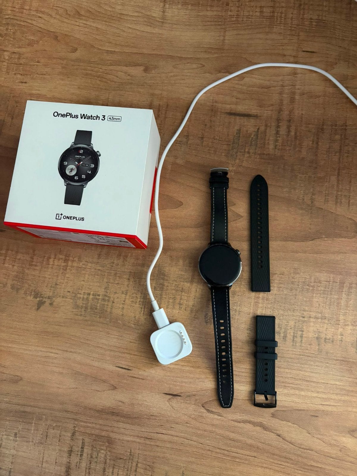 OnePlus Watch 3 met oplader en 2 polsbanden, Oneplus, Zwart, Ophalen of Verzenden, Zo goed als nieuw