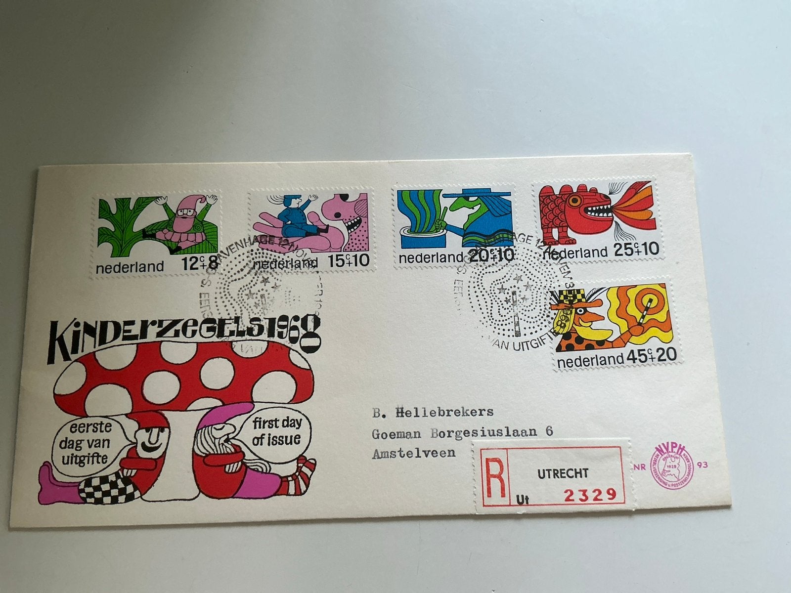 Kinderzegels 1968 Eerste Dag van Uitgifte FDC, Postzegels en Munten, Postzegels | Eerstedagenveloppen, Ophalen of Verzenden, Beschreven