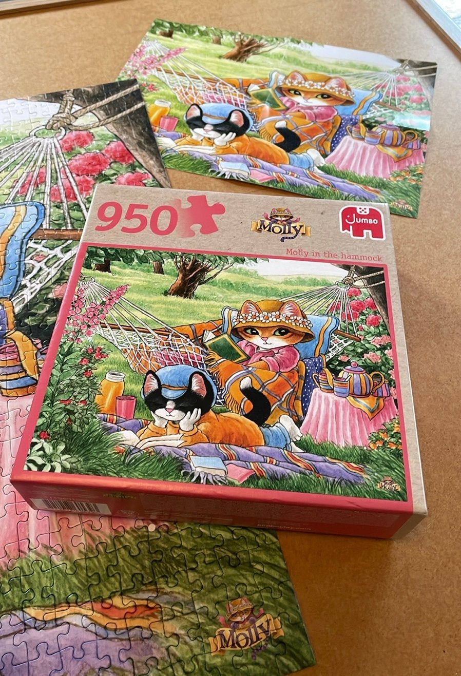 Jumbo Puzzel 950 stukjes - Katten in hangmat (Molly), Ophalen, 500 t/m 1500 stukjes, Gebruikt, Legpuzzel