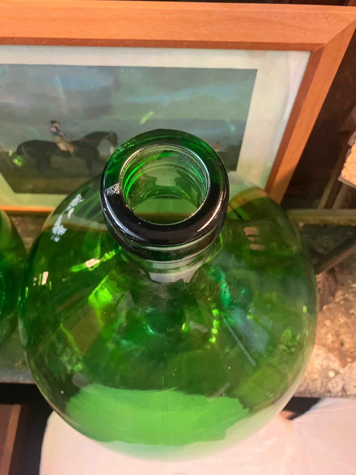 Set van 2 Grote Groene Glazen Flessen / Demijohns, Ophalen of Verzenden