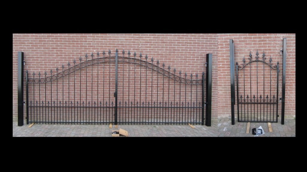 IJzeren Sierpoort Inrijpoort Tuinpoort 4m + looppoort Nieuw, Ophalen, Nieuw, 150 tot 200 cm, IJzer