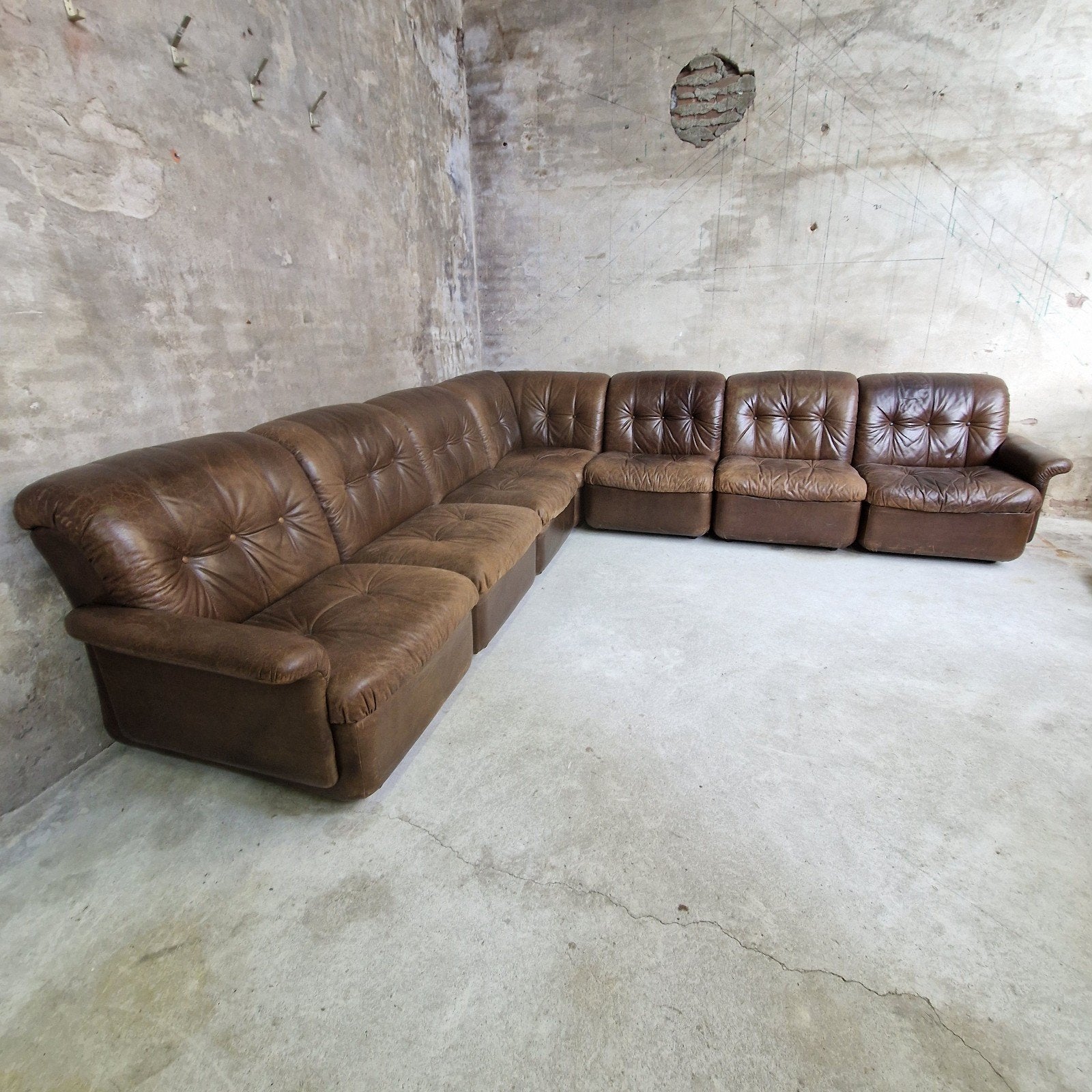 Modulaire bank vintage hoekbank leren bank, Vintage design jaren 70, Kolibrivintagehal@gmail.com, Gebruikt, Aaldertgeertsstraat 43 Olst