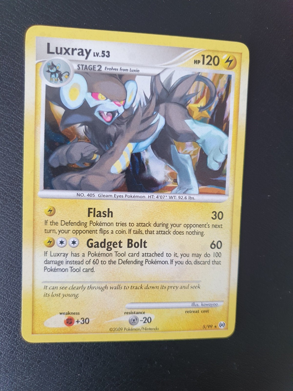 luxray 5/99 holo pokemon kaart, Ophalen of Verzenden, Zo goed als nieuw, Losse kaart