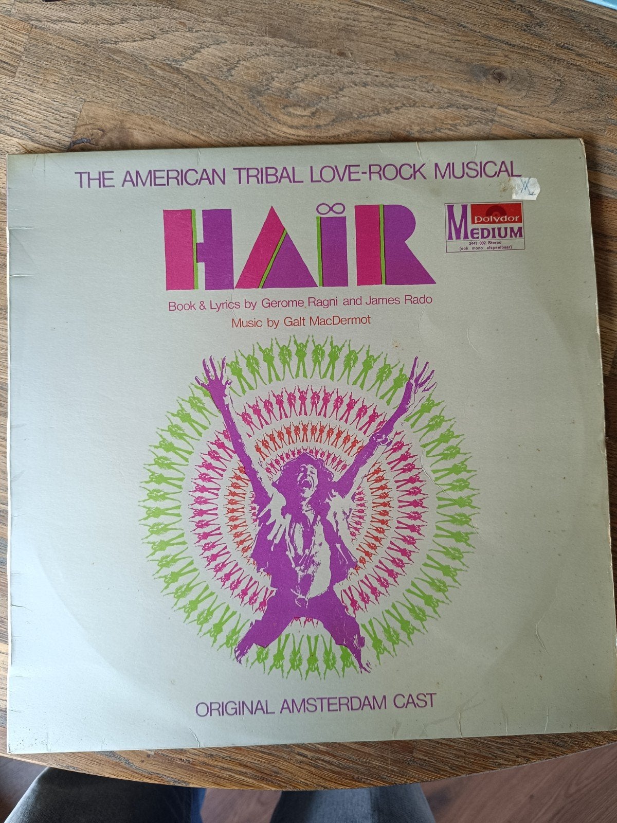 Hair - Amsterdam - The American Tribal Love-Rock Musical LP, Cd's en Dvd's, LP, Rock, Gebruikt, Originele persing