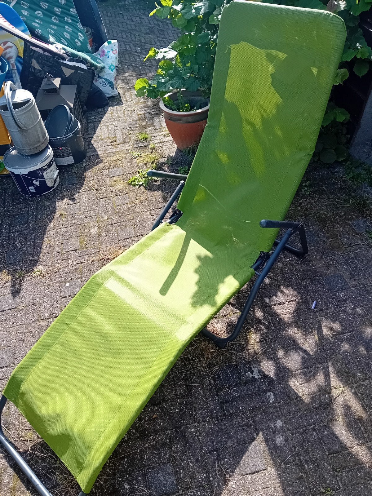 Ligstoel zonder kussen - Zo goed als nieuw, Ophalen, Zo goed als nieuw, Textileen, Verstelbaar