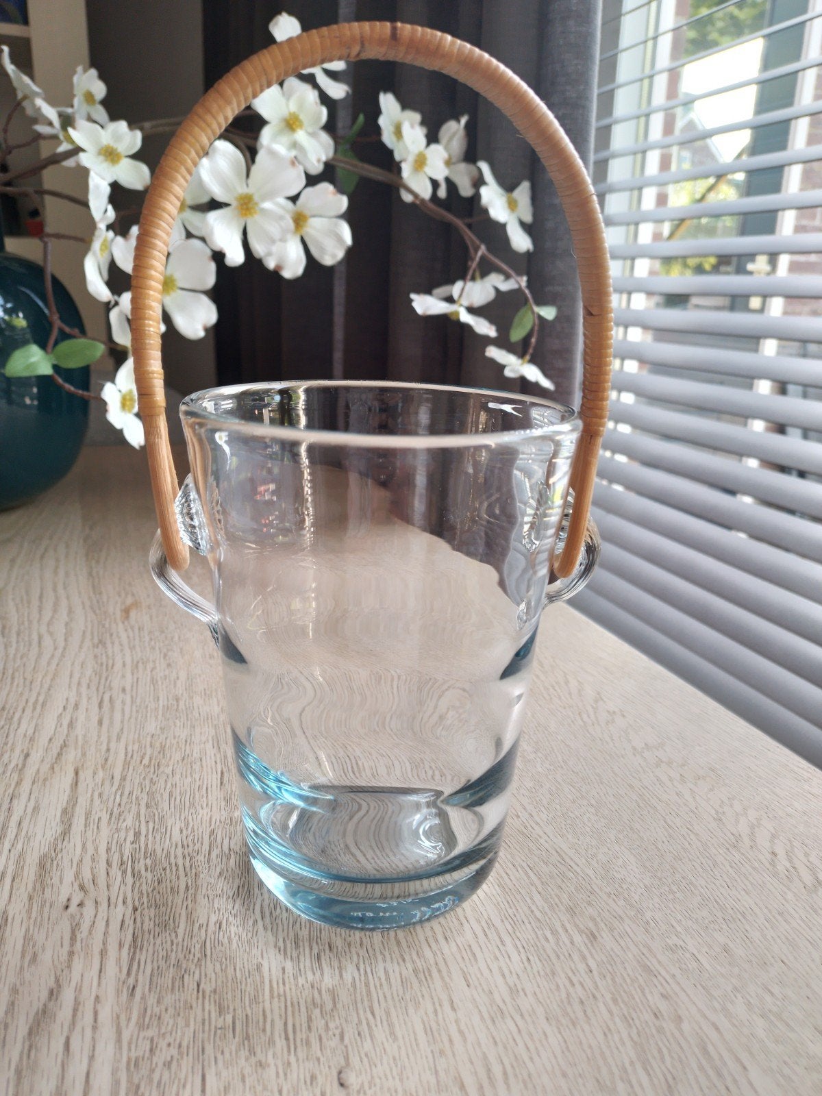 Holmegaard ijsemmer met rotan hengsel, Antiek en Kunst, Antiek | Glas en Kristal, Ophalen of Verzenden
