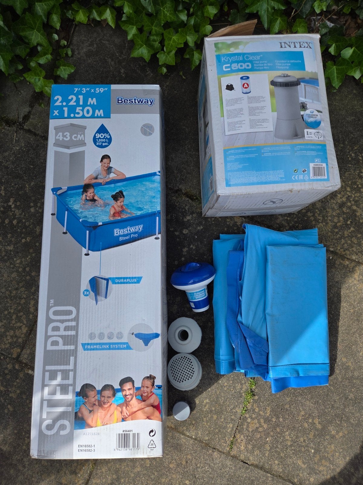 Zwembad bestway steel pro met intex filter systeem., Ophalen, Opzetzwembad, Rechthoekig, Minder dan 80 cm