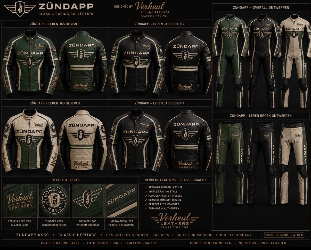 Zundapp brommerkleding by Verheulleathers, Ophalen of Verzenden