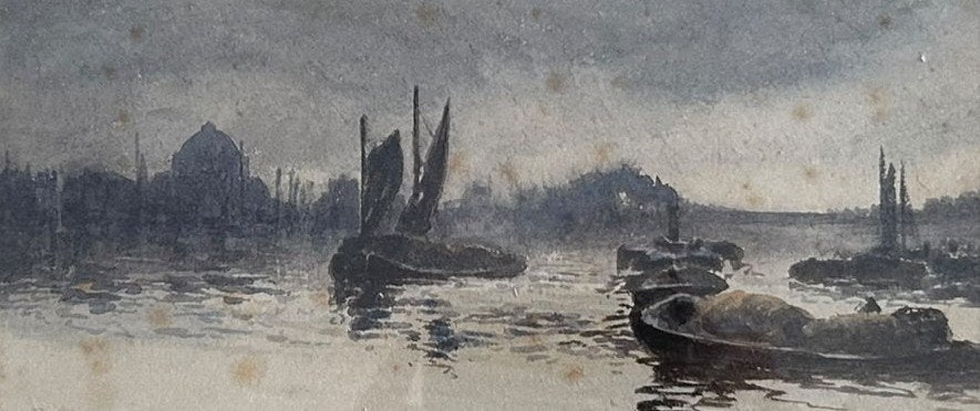 Aquarel - Russell Prichard - Stadshaven, Maritiem / water, Ophalen of Verzenden, Papier, Origineel werk