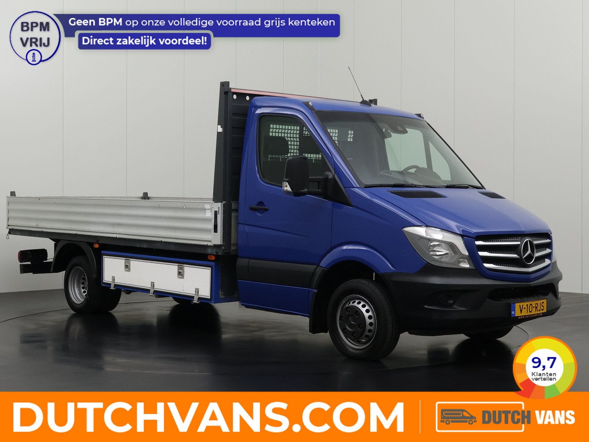 Mercedes-Benz Sprinter 516CDi Open Laadbak | 4,31 Mtr Lang |, 4 cilinders, 2000 kg, Blauw, Leder en Stof