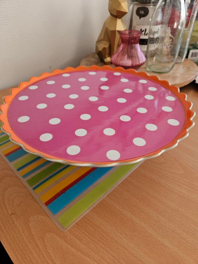 Oilily taartplateau, Ophalen of Verzenden, Zo goed als nieuw, Porselein, Overige stijlen