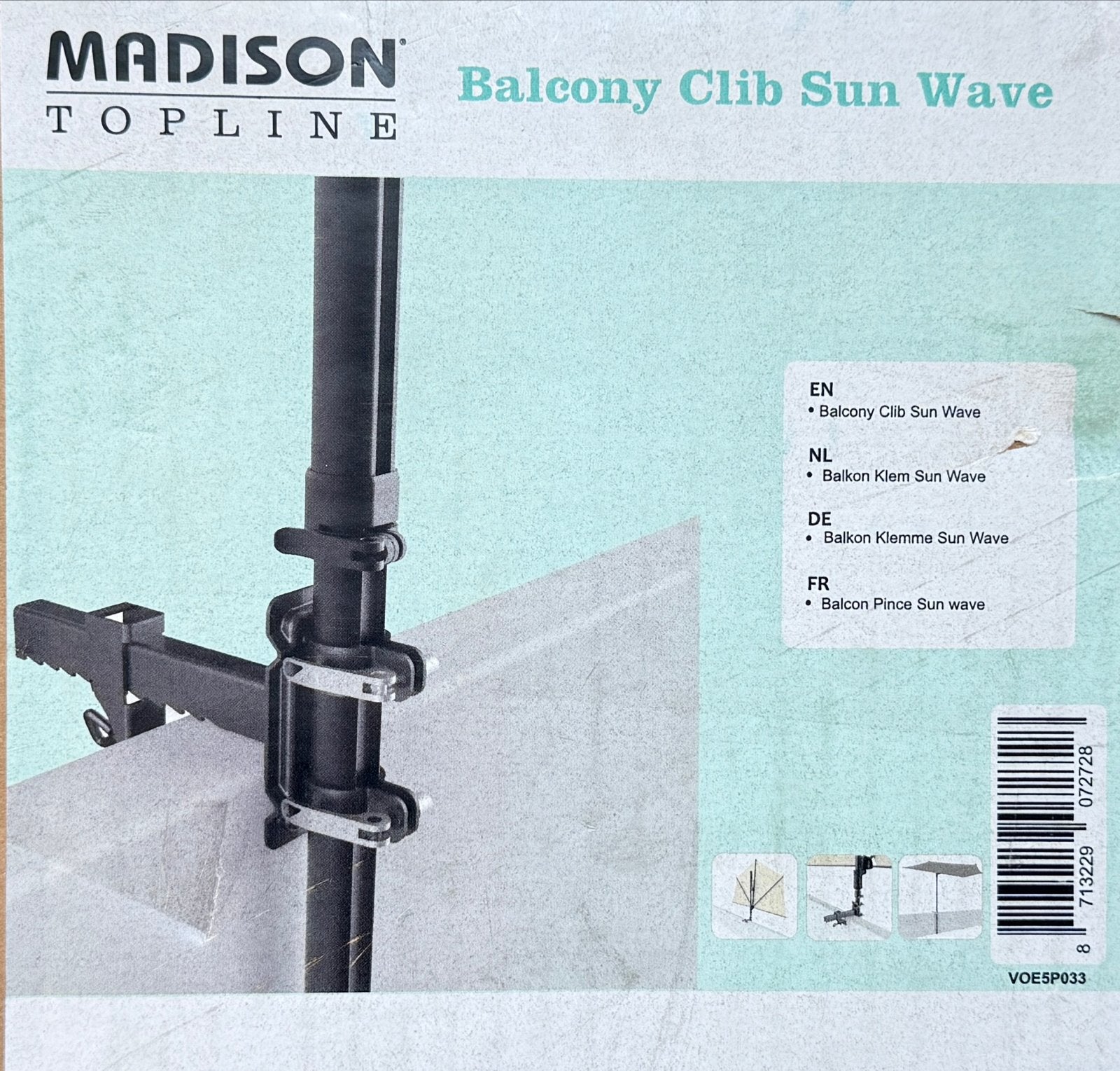 Madison Balkonklem voor parasols - Antraciet, Tuin en Terras, Ophalen, Nieuw, Minder dan 1 meter, Parasolvoet