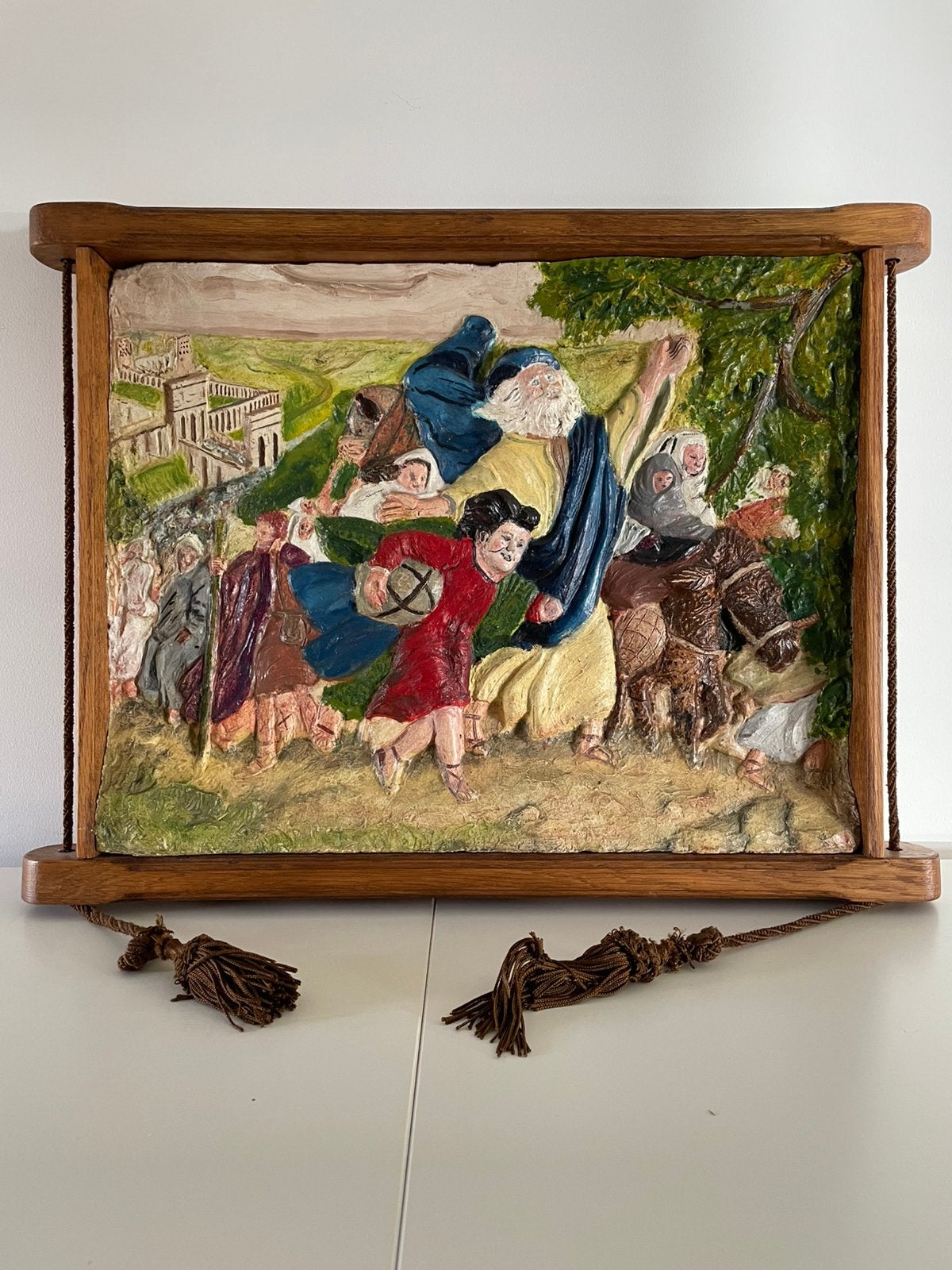 Hoogreliëf-plaquette met Bijbelse voorstelling | 1950-1960, Ophalen