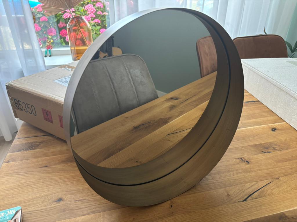 Wandspiegel PINEY 40cm metaal koper, Minder dan 50 cm, Rond, Nieuw, Ophalen of Verzenden